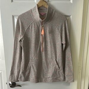 Lilly Pulitzer Sunny State of Mind Multicolored Gray Quarter-Zip Sweater!  Small